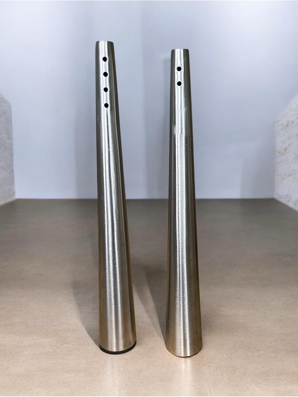 Stainless Steel Modern Cone Salt and Pepper Shakers - Brushed Silver